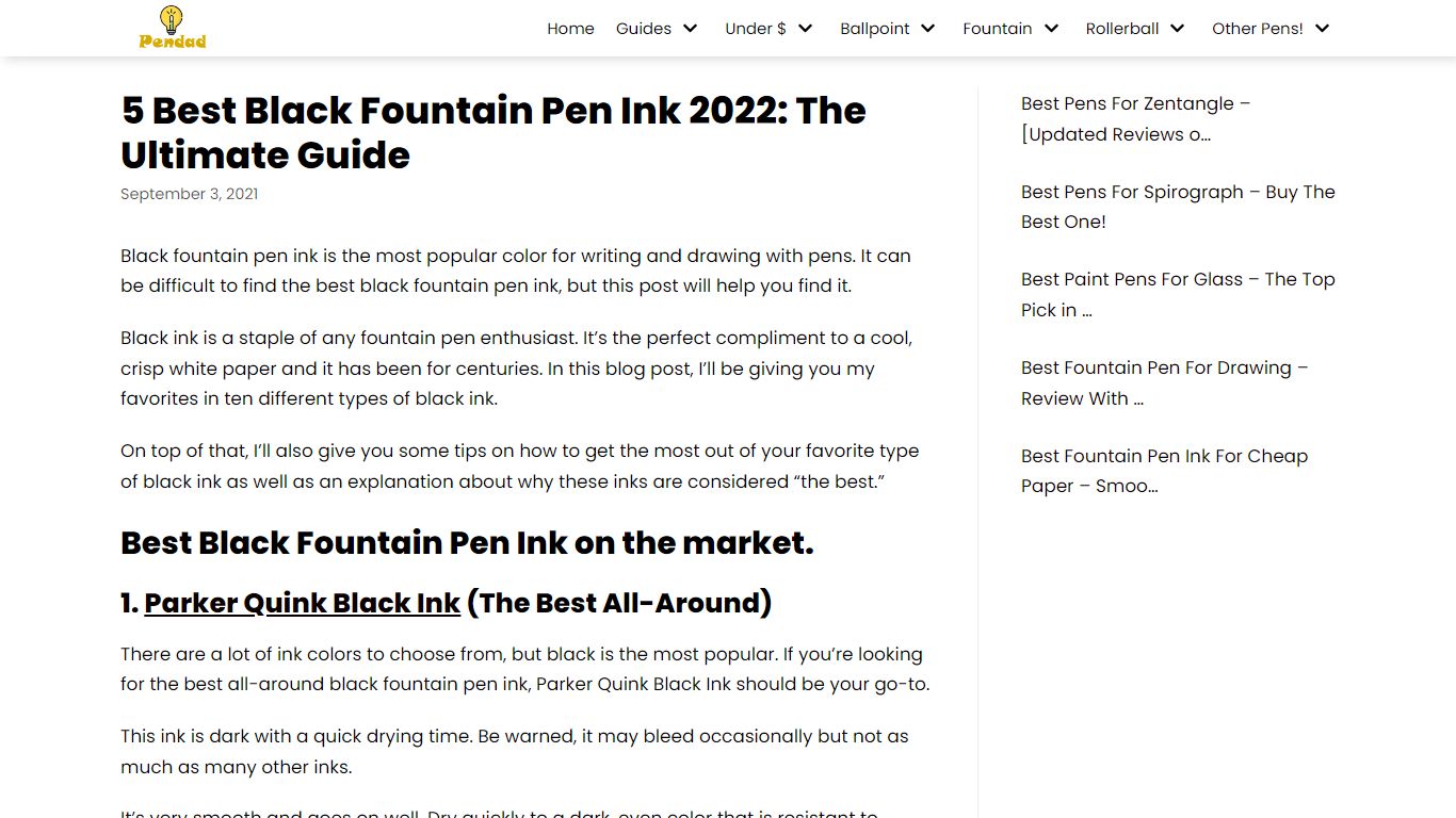 5 Best Black Fountain Pen Ink (Updated Review 2022)| Pendad